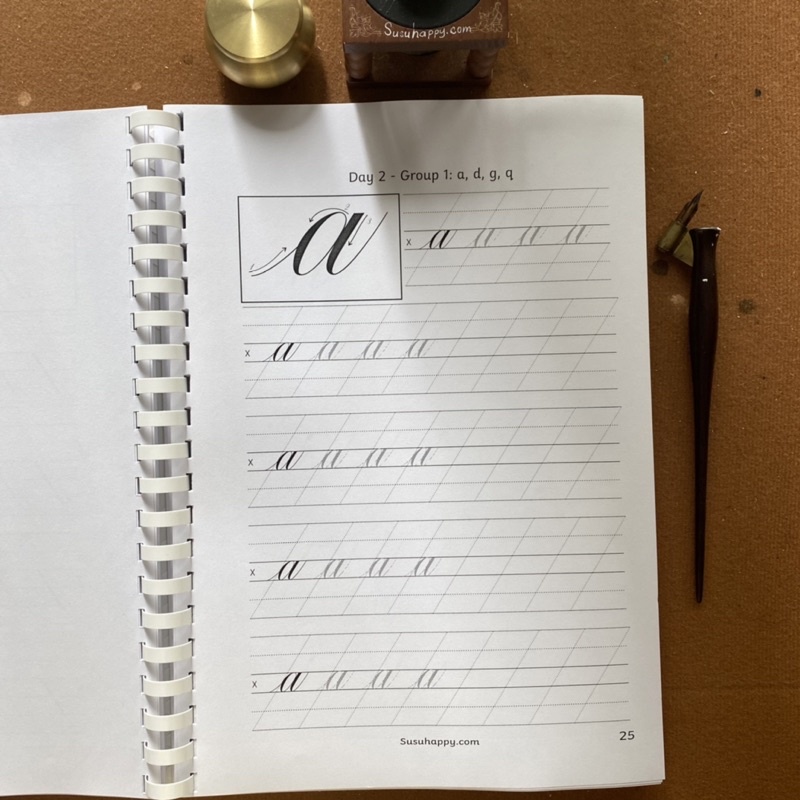 Trọn Bộ Workbook Và Dụng Cụ Tập Viết Copperplate Calligraphy Dành Cho Người Mới Bắt Đầu -Tặng File Guideline