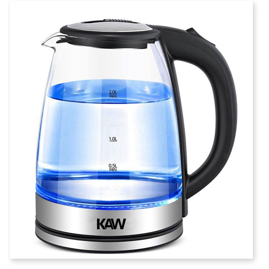Ấm Đun Nước Điện KAW RK1818 ✔️Chính Hãng✔️ dung tích 2L, tiết kiệm điện, bình thủy tinh trong suốt, nước nóng siêu nhanh