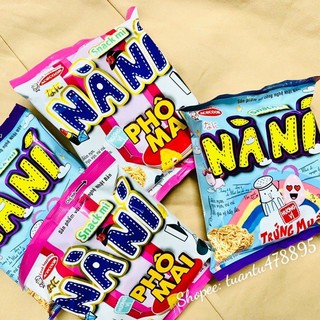 Snack mì ăn liền Nà Ní mì trẻ em hương vị phô mai - hương vị trứng muối - thơm ngon giòn rụm 52g sản phẩm của Acecook