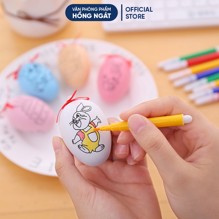 Trứng tô màu cho bé tập tô vẽ kèm 4 bút màu,đồ dùng học tập dễ thương làm quà tặng học sinh giá rẻ QT02