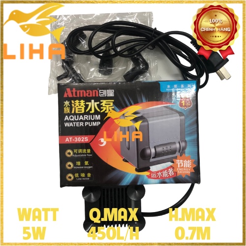 Máy Bơm Nước Bể Cá Atman AT-302S (5W - 450L/H - 0.7M) - Lọc Nước Cho Hồ Cá Cảnh