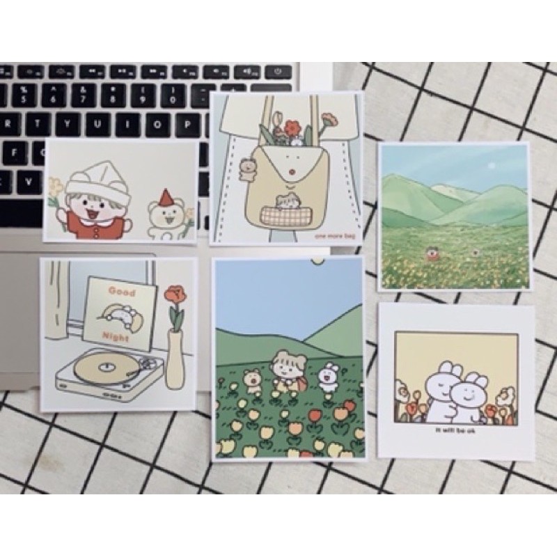 [ FreeShip ] Set postcard thiệp CÔ GÁI NHỎ có sẵn decor trang trí phòng cực xinh