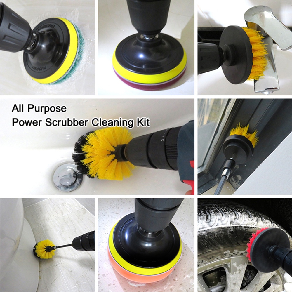 Bộ Đầu Cọ Nylon Tròn Vệ Sinh Nhà Bếp / Kính / Bồn Tắm / Xe Hơi Chạy Điện Đa Năng