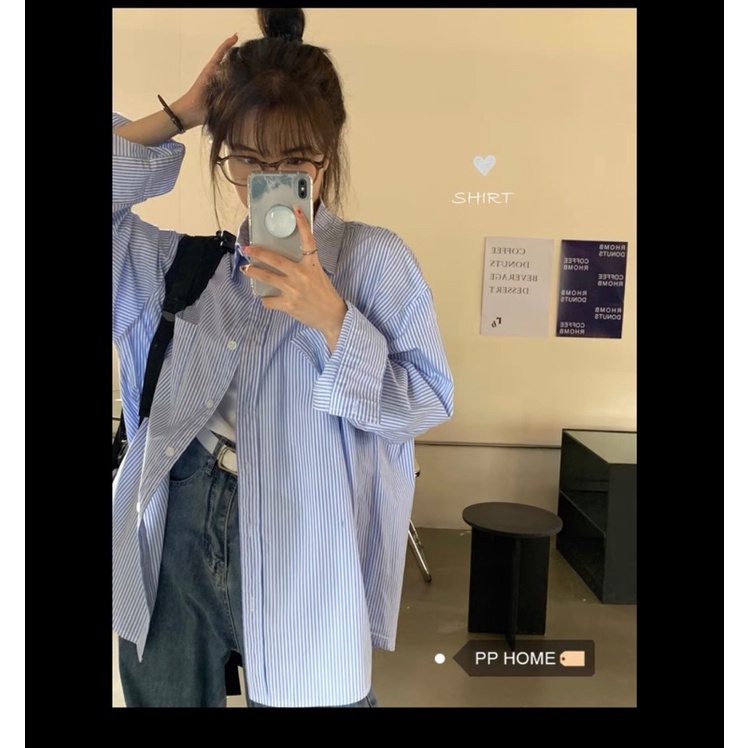 Áo Sơ Mi Kẻ nữ Tay dài - Hàng có sẵn