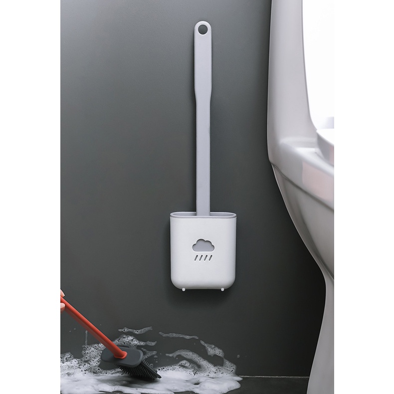 Cọ Vệ Sinh Toilet Nhà Tắm Hình Đám Mây Cao Cấp Kèm Hộp Dán Tường Tiện Dụng - Dumi Shop