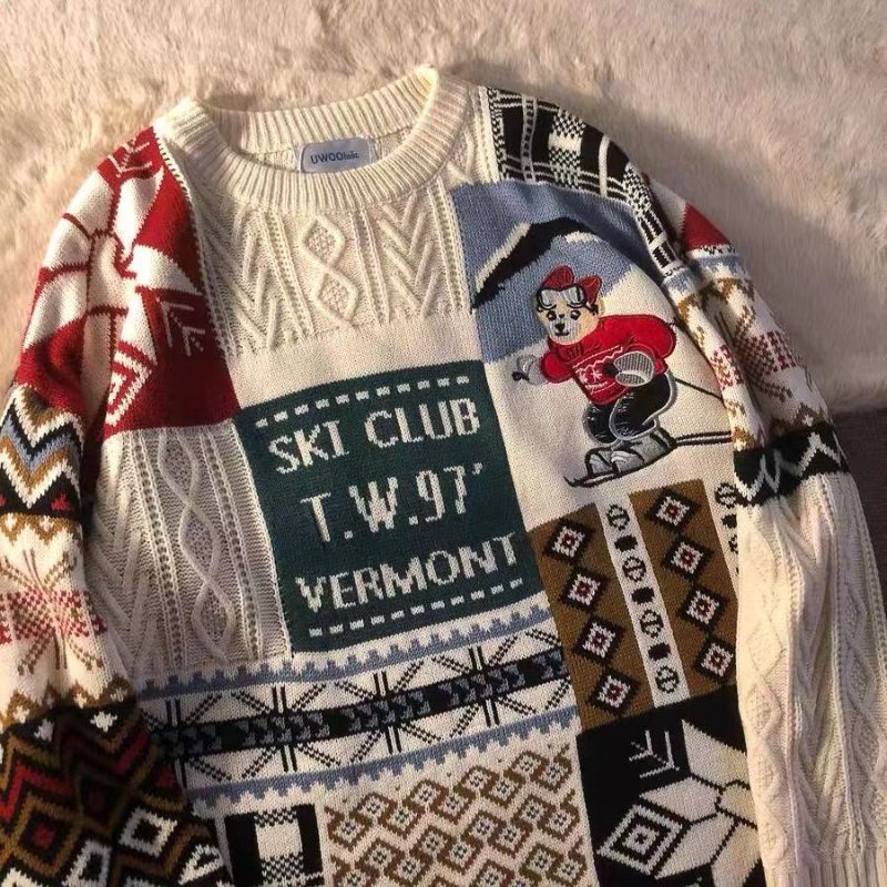 Áo len Unisex form rộng hoạ tiết trẻ trung cá tính