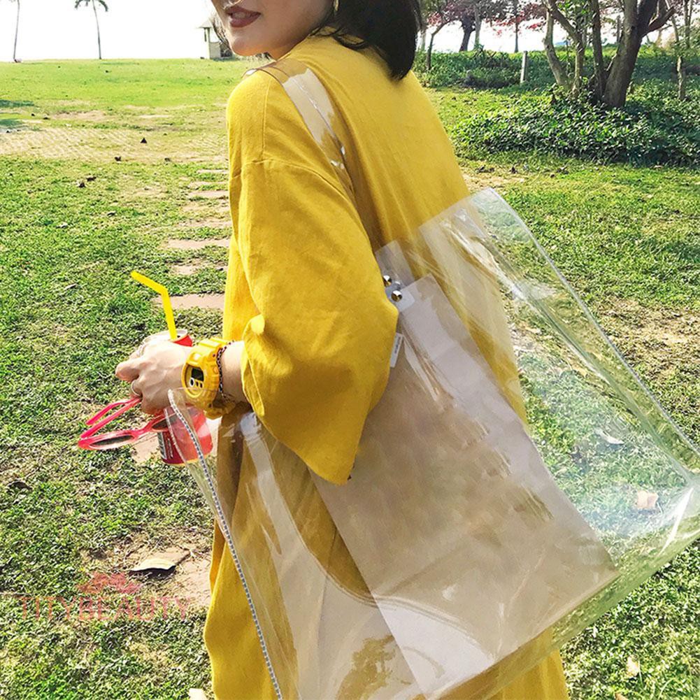 Túi xách tay trong suốt bằng nhựa PVC thời trang trẻ trung dành cho nữ