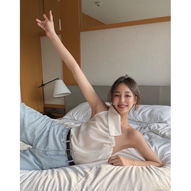 Áo voan dây rút lêch vai