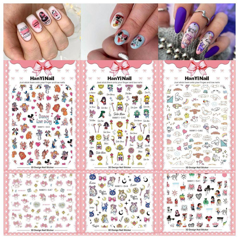 AROMA Miếng Dán Trang Trí Móng Tay Tự Dính Họa Tiết Hoạt Hình Thủy Thủ Mặt Trăng