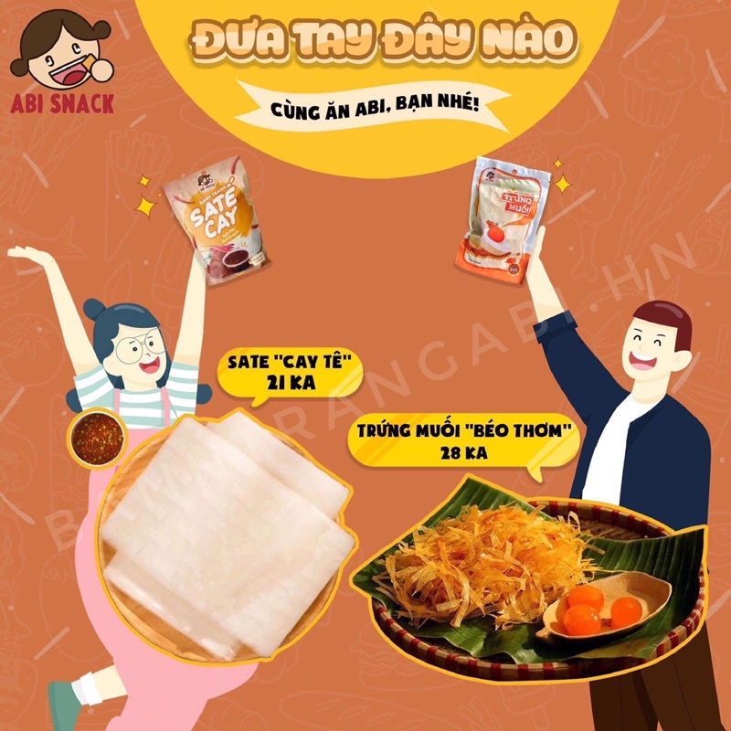 [SẴN SLL] [FREESHIP TỪ 50K] COMBO “MIX MATCH”: BÁNH TRÁNG SATE, TRỨNG MUỐI ABI’S SNACK