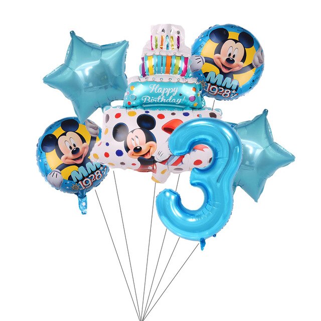 Set Bong Bóng Tráng Nhôm Hình Chuột Mickey / Minnie Hoạt Hình Đáng Yêu Trang Trí Cho Bé