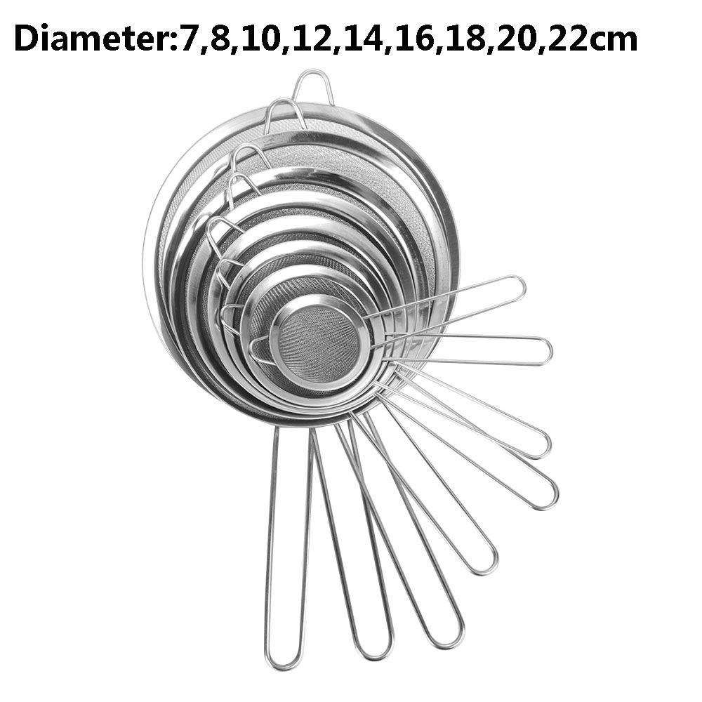 Dụng Cụ Rây Bột Bằng Thép Không Gỉ Đường Kính 7 / 8 / 10 / 12 / 14 / 16 / 18 / 20 / 22cm