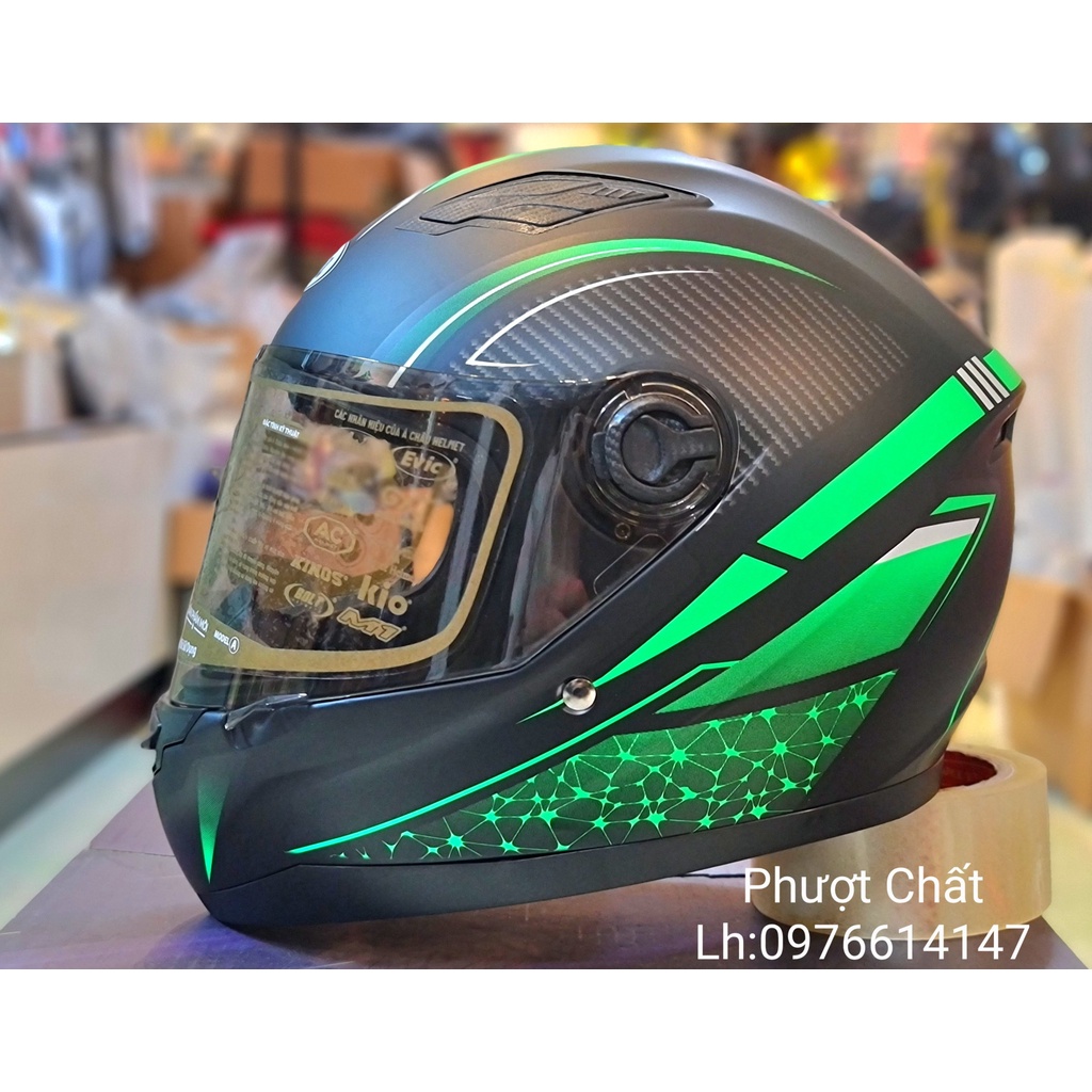 Nón bảo hiểm Asia Fullface MT136 tem V23 xanh lá