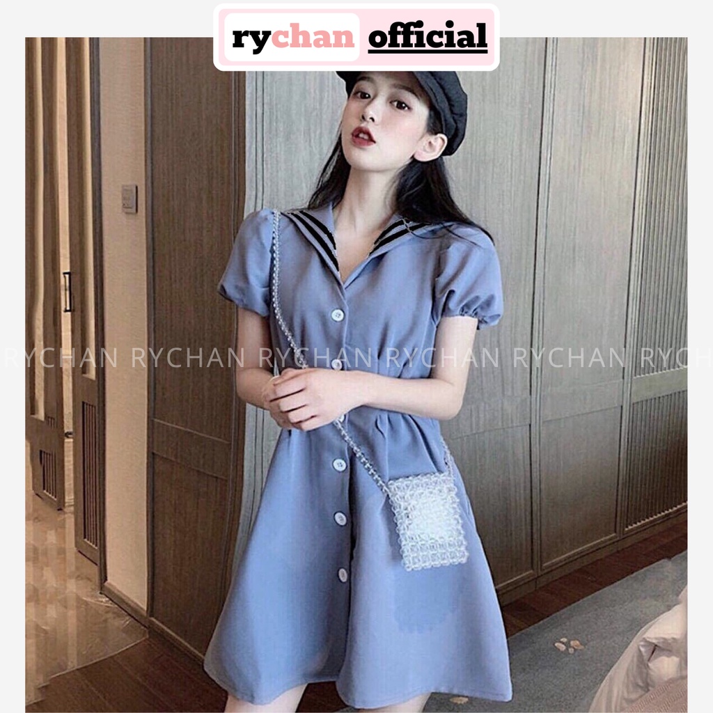 DX198 - Đâm Xòe Xám Xanh Sơ Mi Tay Phồng