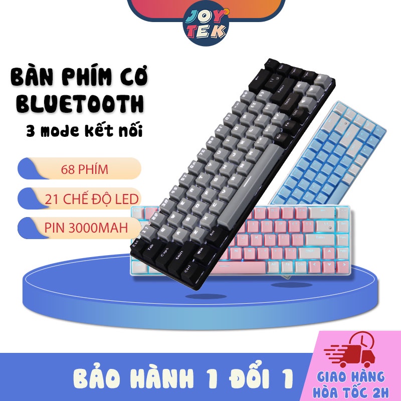 Bàn phím cơ không dây gaming blueototh RF68, 3 mode kết nối, pin sạc lại dùng cho ipad, macbook, laptop, điện thoại PC