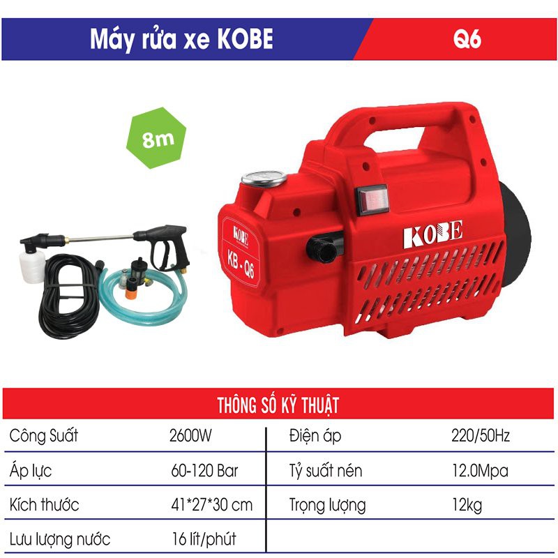 MÁY RỬA XE MINI KOBE Q6 - Hàng Chính Hãng 100%