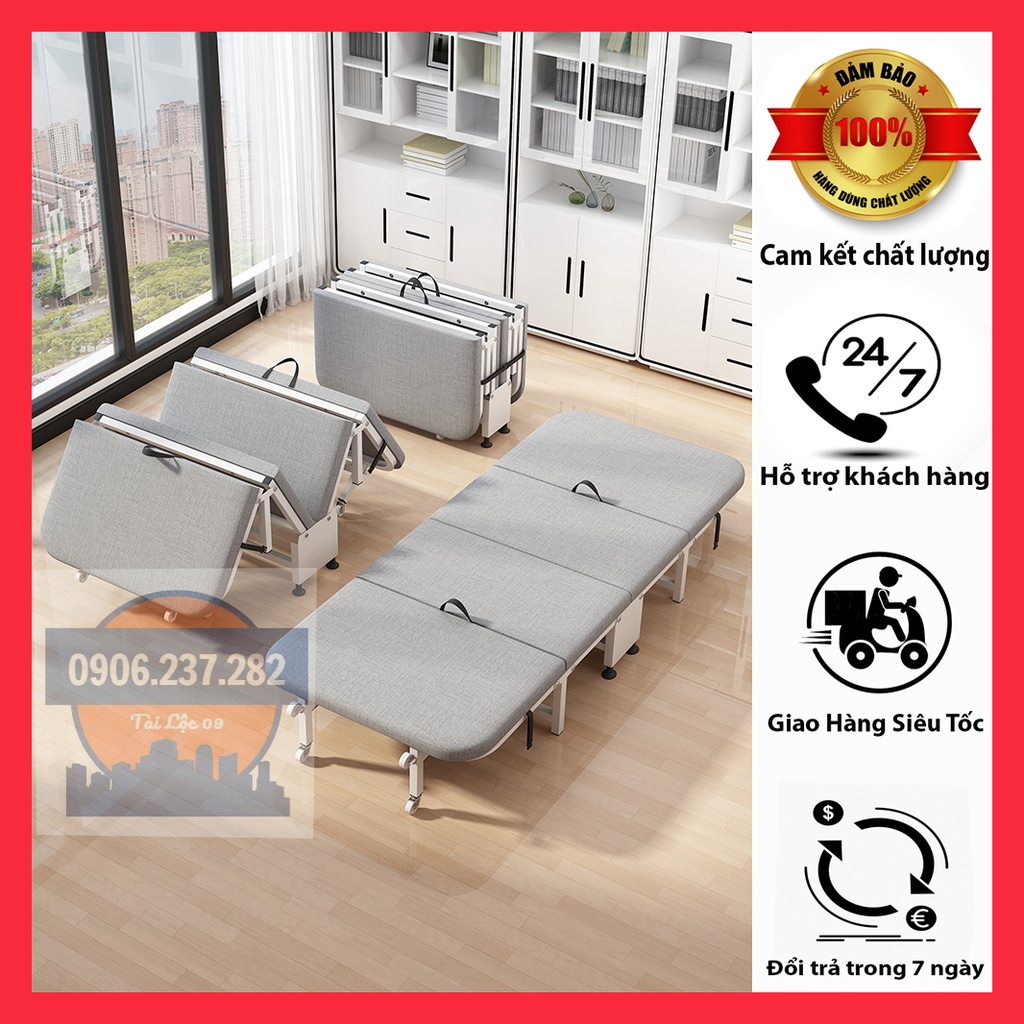 Giường đơn gấp gọn 4 miếng có bánh xe di chuyển dễ dàng - giường ngủ trưa văn phòng