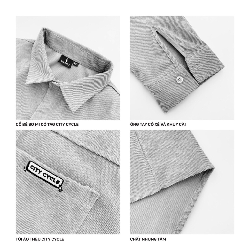 Áo sơ mi nhung unisex pocket Jiang Store - Áo khoác nhung tăm form rộng nam nữ