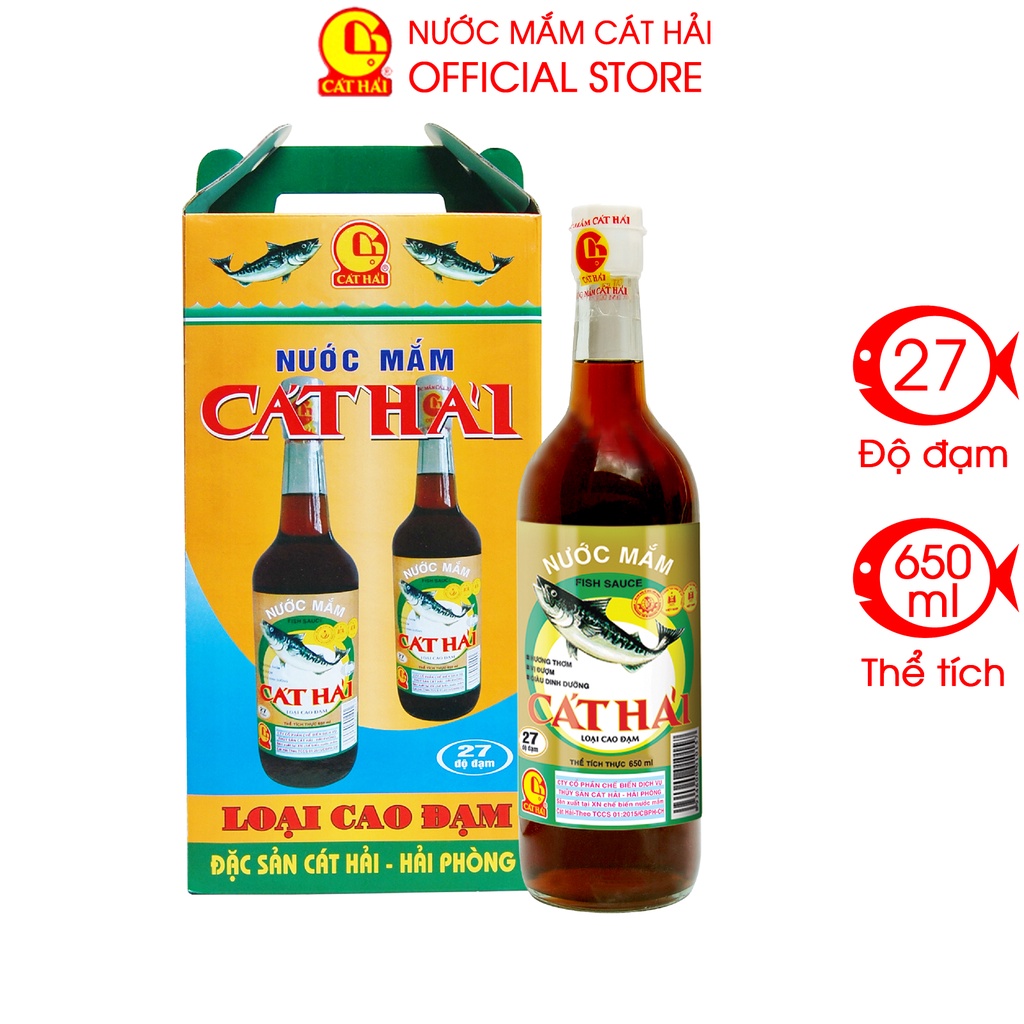 Hộp 2 Chai Nước Mắm Cát Hải Cao Đạm 650ml
