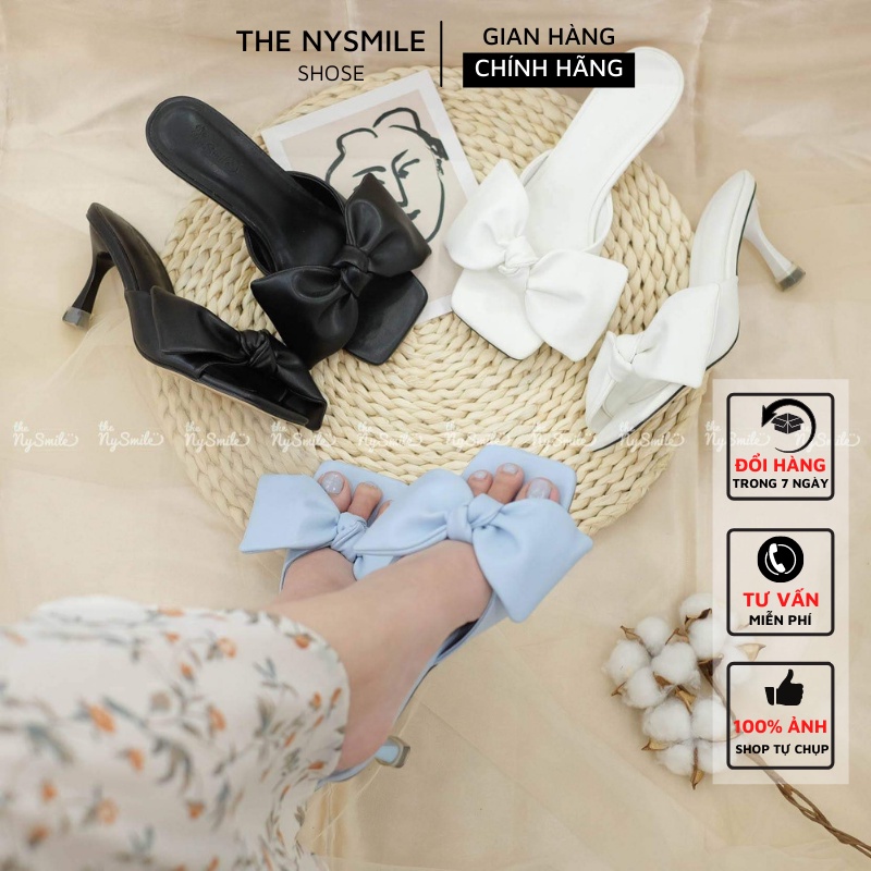 Giày cao gót nơ to 5cm - THE NYSMILE - Guốc công sở - BOWY