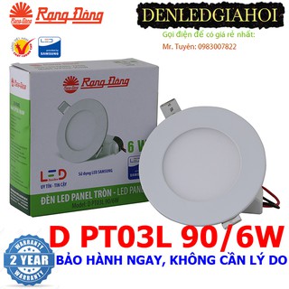 12 đèn led panel 6w rạng đông , model d pt03l 90/6w