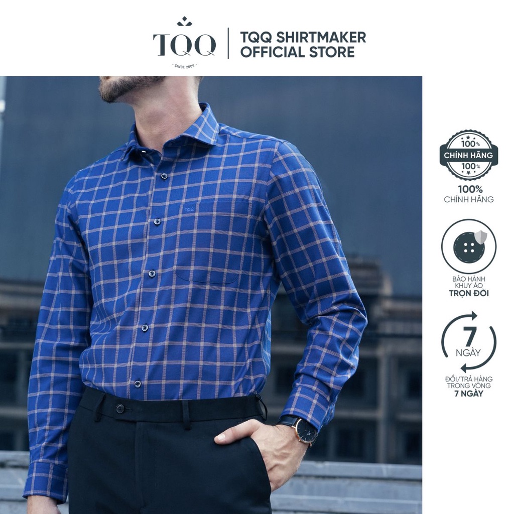 Áo sơ mi nam dài tay TQQ dáng Slimfit Công Sở K261CS họa tiết kẻ màu tinh tế, sang trọng
