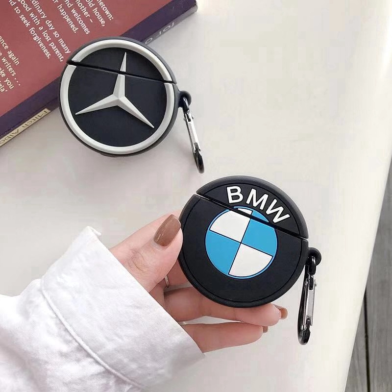 Vỏ bảo vệ tai nghe airpods chống nước / sốc hình logo xe hơi Mercedes-Benz BMW