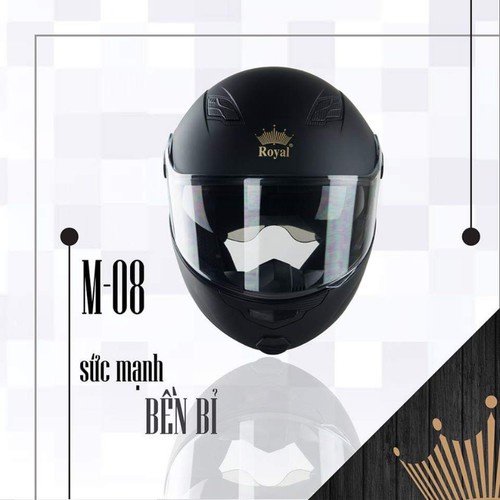 MŨ BẢO HIỂM FULLFACE LẬT CẰM 2 KÍNH CHÍNH HÃNG ROYAL M08