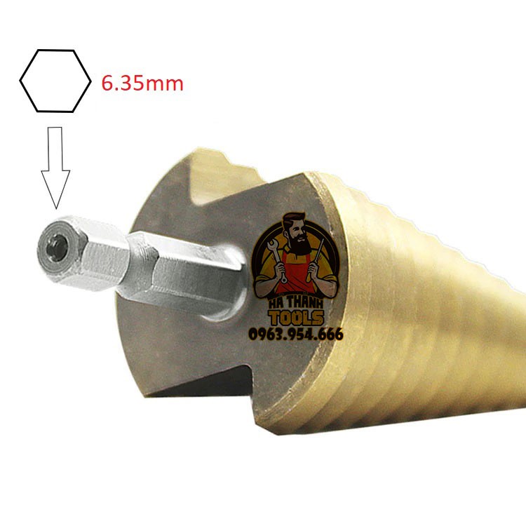 Mũi khoan tháp, bước hss 4241 4-32mm khoan sắt nhôm tôn chuôi lục giác 6.35mm