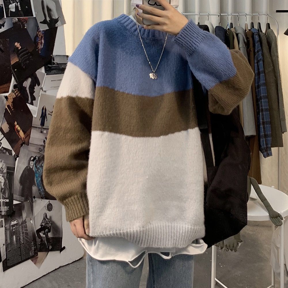 Áo Sweater Dệt Kim Dày Dặn Dáng Rộng Phong Cách Hàn Quốc Thời Trang Mùa Đông 2022 Cho Nam Giới