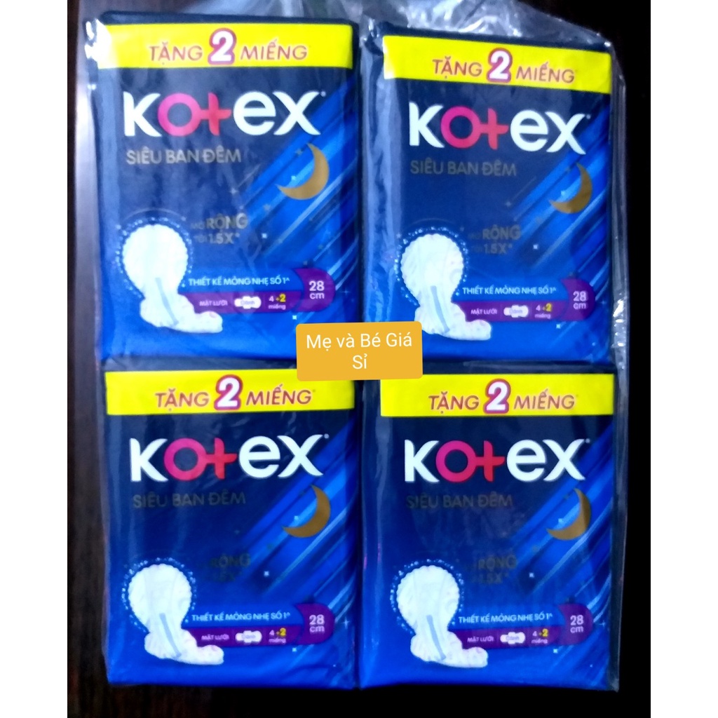 (MẪU MỚI-TẶNG 2 MIẾNG MỖI GÓI) COMBO 8 GÓI ĐÊM 28CM KOTEX MỞ RỘNG 1.5X