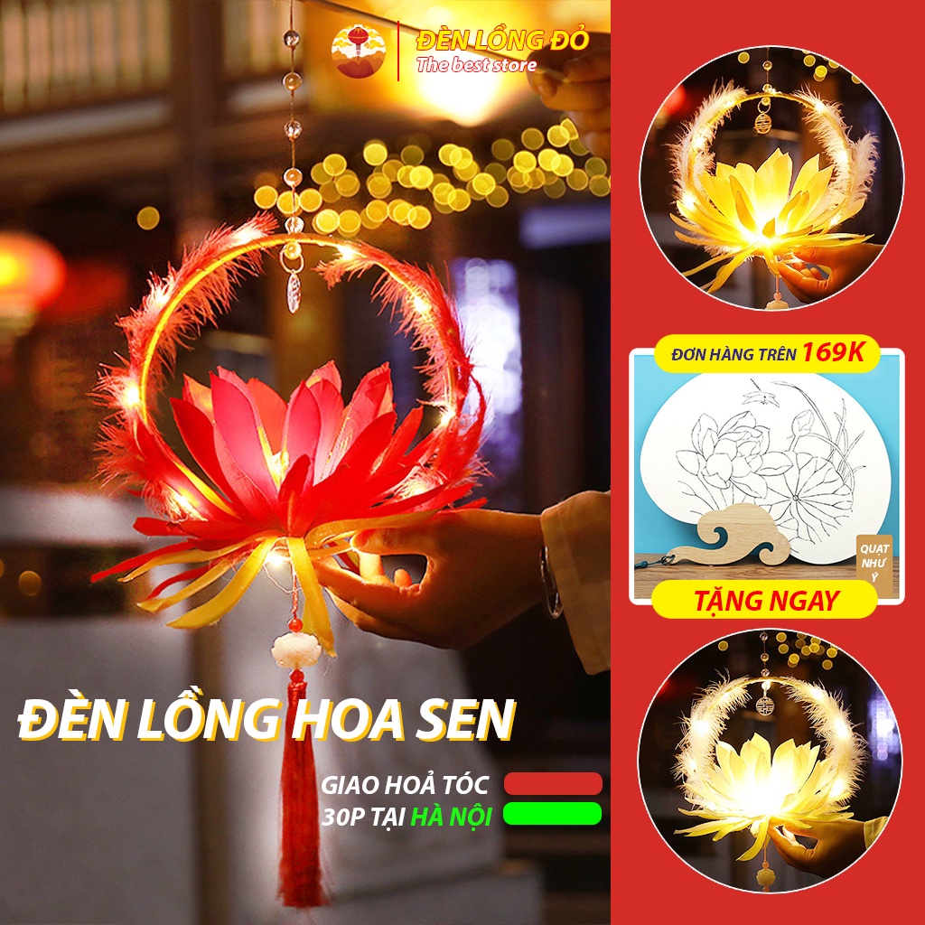 Đèn Lồng Trung Thu Hoa Sen Handmade, Đèn Lồng Trung Thu Cầm Tay, Decor, Sống Ảo, Trang Trí Hot Trend 2022