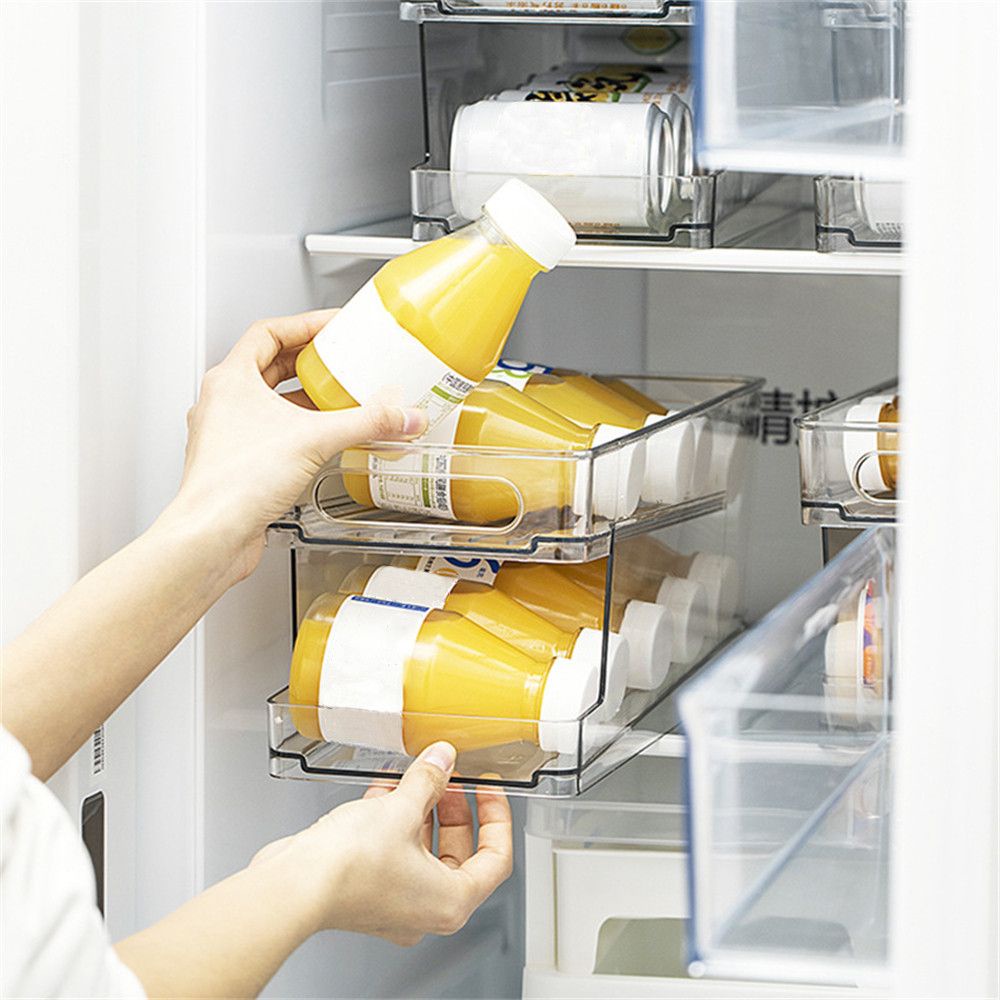 Giá đỡ lon nước ngọt/ lon bia 2 tầng trong suốt tiện dụng cho tủ lạnh