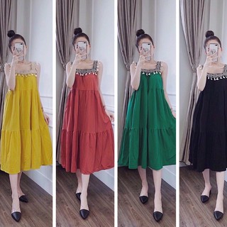 [SALE CỰC SỐC] Váy Lanh Thái 2 Dây Siêu mát (Mặc Bầu và Sau Sinh)