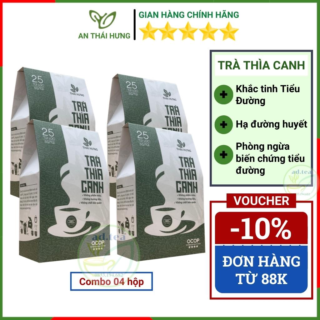 Trà Thìa canh Thái Hưng Khắc Tinh Tiểu Đường ổn định đường huyết - Combo 04 hộp (25 túi lọc x 5g)