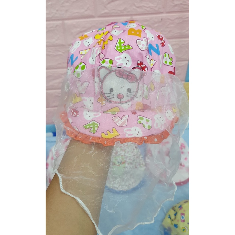 Mũ kèm khăn voan bé gái sơ sinh mẫu công chúa