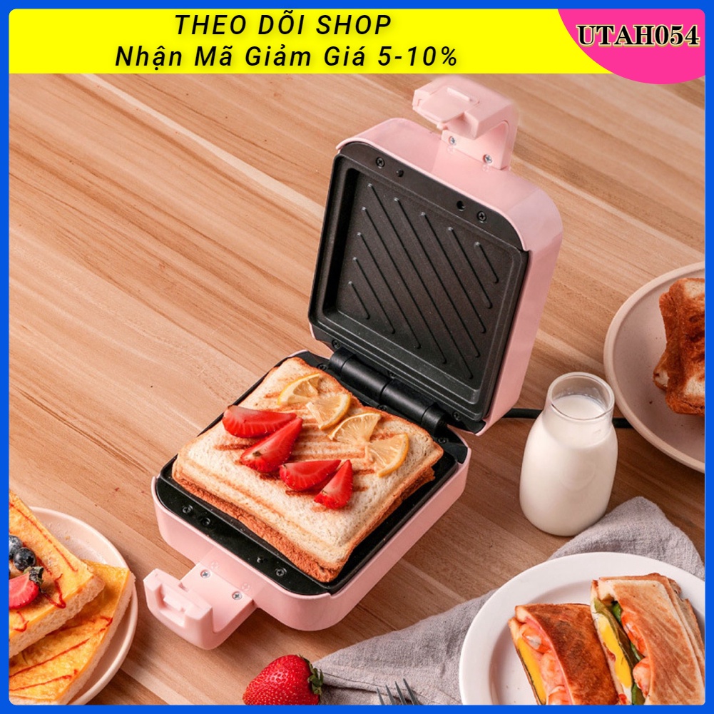 [Hàng Sẵn] Máy Kẹp Nướng Bánh Mì Sandwich mini màu hồng 650W cầm tay điện AU Plug 220V đa năng tiện dụng【Utah054】