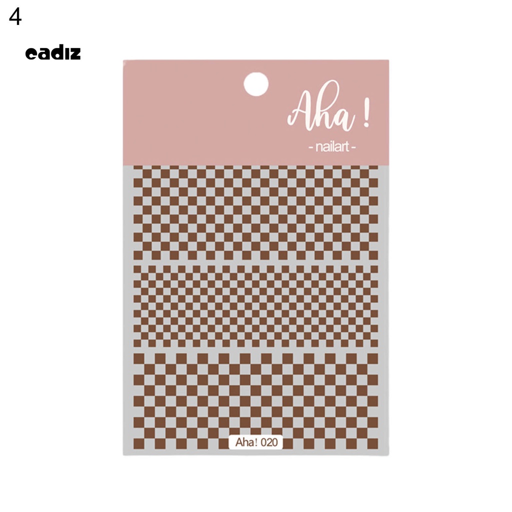 [Hàng mới về] Miếng dán trang trí móng tay họa tiết caro màu sắc tương phản thời trang cho nữ