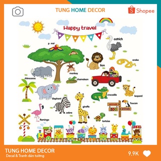DECAL DÁN TƯỜNG CHO BÉ - HÌNH DÁN CON VẬT TIẾNG ANH CHO BÉ HỌC