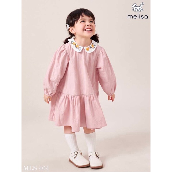 Váy melisa cổ thêu bé gái 1-10y