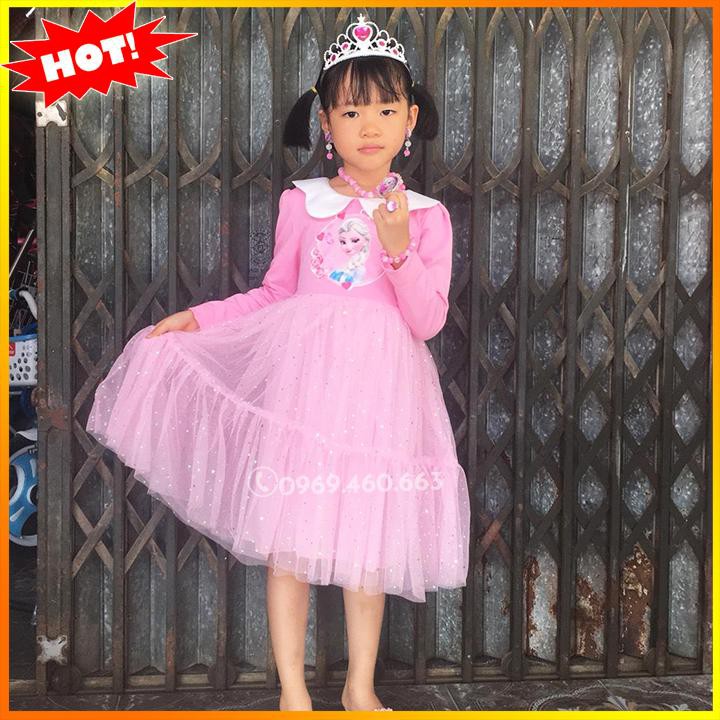 🔥Xả Hàng🔥 Váy Elsa Thu Đông Quảng Châu Tặng Phụ Kiện Hàng Đẹp Cho Bé