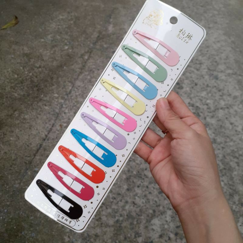 Vỉ 10 kẹp tách,kẹp bật màu phong cách Hàn Quốc