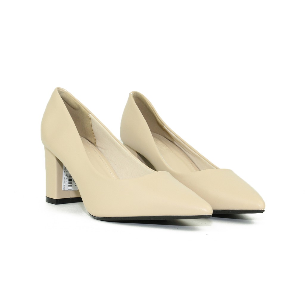 Giày cao gót 7p đế vuông mũi nhọn da mềm chuẩn VNXK HANO 2677