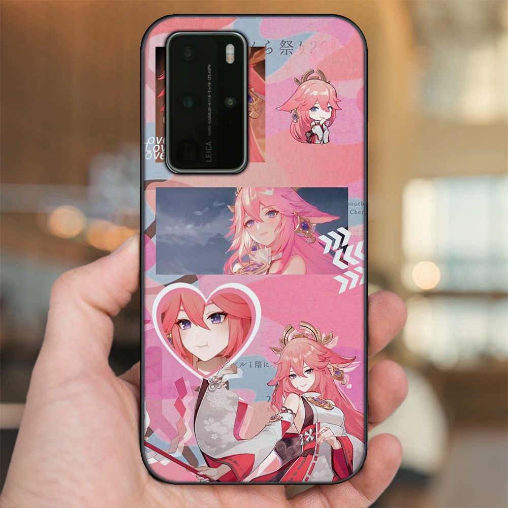 Ốp lưng Huawei P40 Pro viền đen in hình Yae Miko Genshin Impact