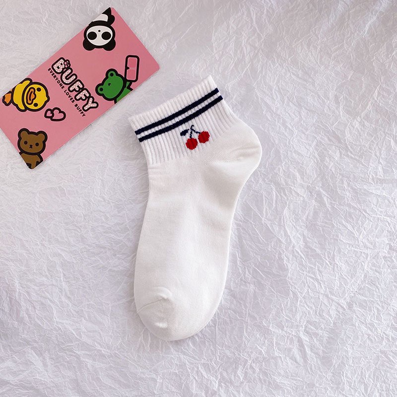 Tất vớ nữ cổ ngắn họa tiết cherry & thỏ cute dễ thương co giãn 4 chiều, thấm hút khử mùi -