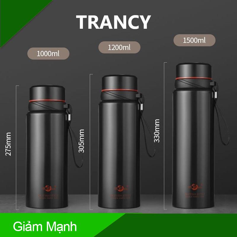 (Giảm Mạnh) Bình Giữ Nhiệt TRANCY Bình Đựng Nước 1 lít 1,5 lít 1000ml 1500ml Dung Tích Lớn Inox 304 BTC04
