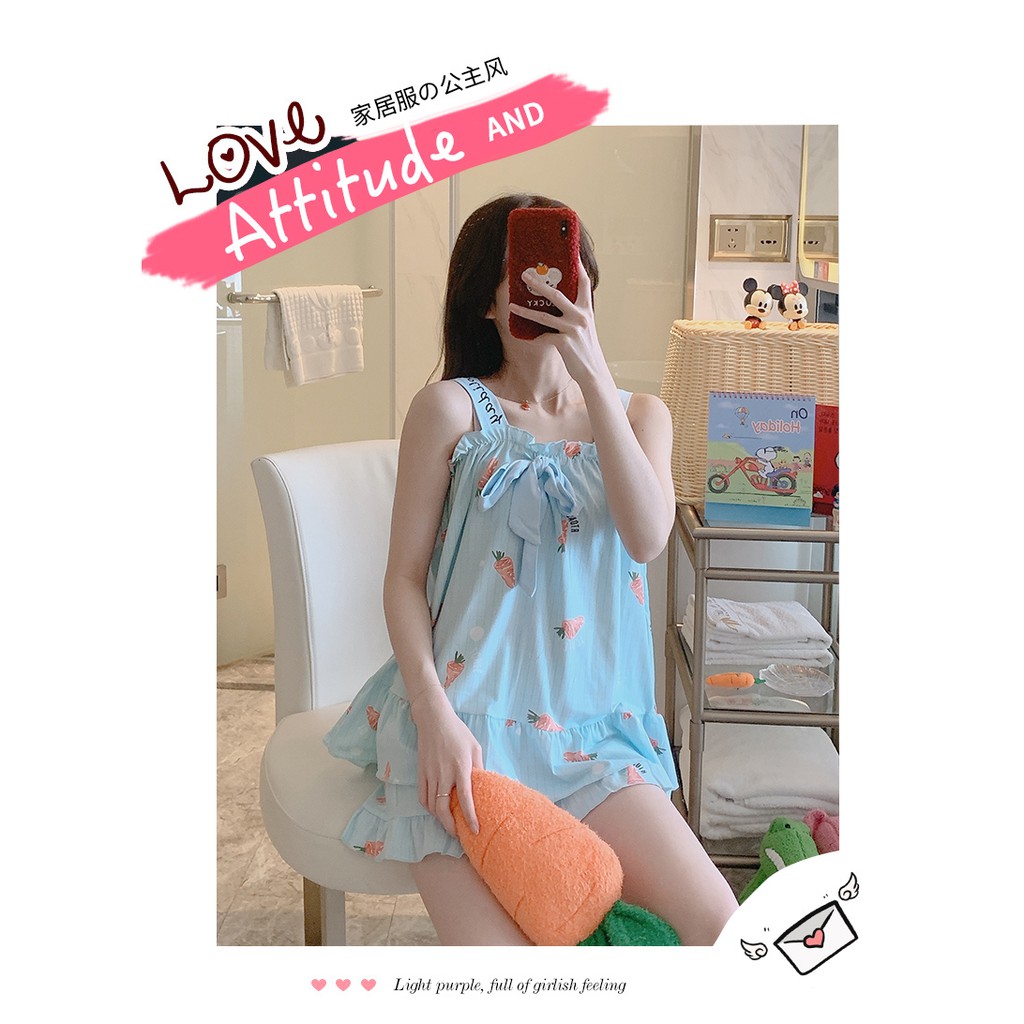 Bộ Đồ Ngủ Nữ Ngắn Hai Dây Măc Nhà Mùa Hè  - Quần Áo Mặc Ở Nhà Ngủ Dáng Hàn Quốc hè thu đông xuân BĐN13 | BigBuy360 - bigbuy360.vn