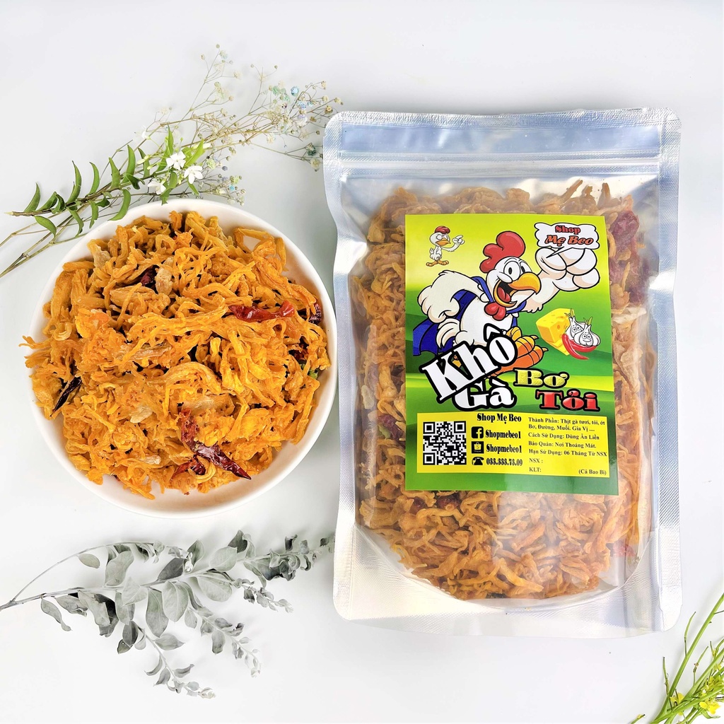 Khô gà bơ tỏi xé cay 500Gr Mẹ Beo ăn vặt cực ngon | BigBuy360 - bigbuy360.vn