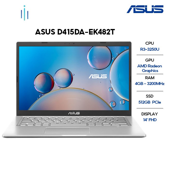 Laptop ASUS D415DA-EK482T R3-3250U | 4GB | 512GB | AMD Radeon Graphics | 14' FHD | Win 10