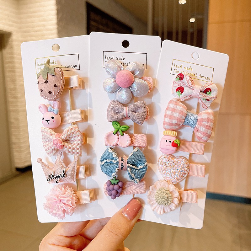 Kẹp Tóc Hình Nơ Họa Tiết Hoa Xinh Xắn Cho Bé Gái